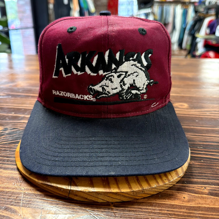 Vintage university of Arkansas Razorbacks Burgundy Snapback Hat