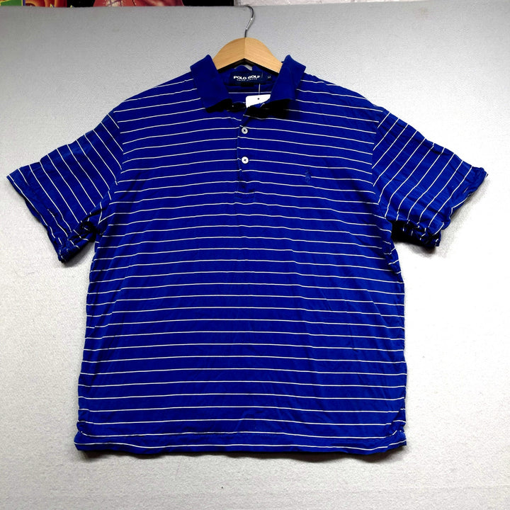 Vintage Polo Golf Blue Striped Shirt Size Medium