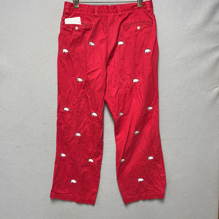 Washed Stone And Beaten Embroidered Pig Arkansas Pants Size 33x27