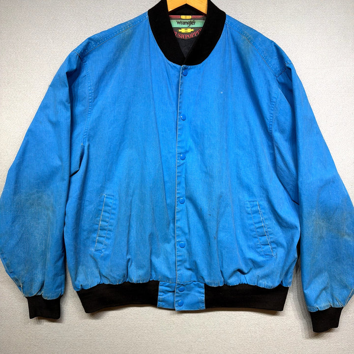 Vintage Wrangler Brushpopper Blue Snap Bomber Jacket Size XXL