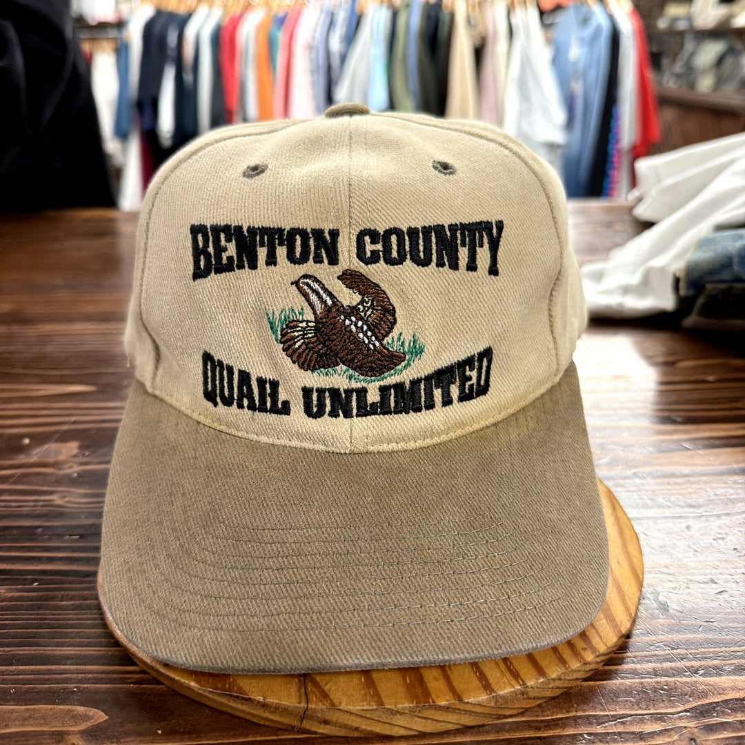 Vintage Benton County Quail Unlimited Strap Back Hat