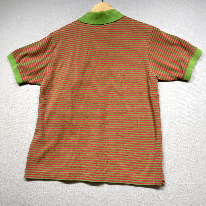 Lacoste Green and Pink Striped polo Shirt Size 5 Large
