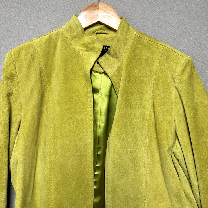 Broken Zipper Y2K Green Leather Jacket Size Large