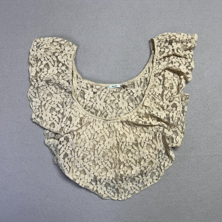 Kimchi Blue Urban Outfitters Green Cropped Lace Lacy Top Size Medium