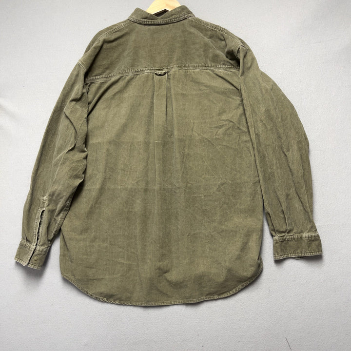 90's Men's Columbia Olive Green Corduroy Button Down Shirt XXL