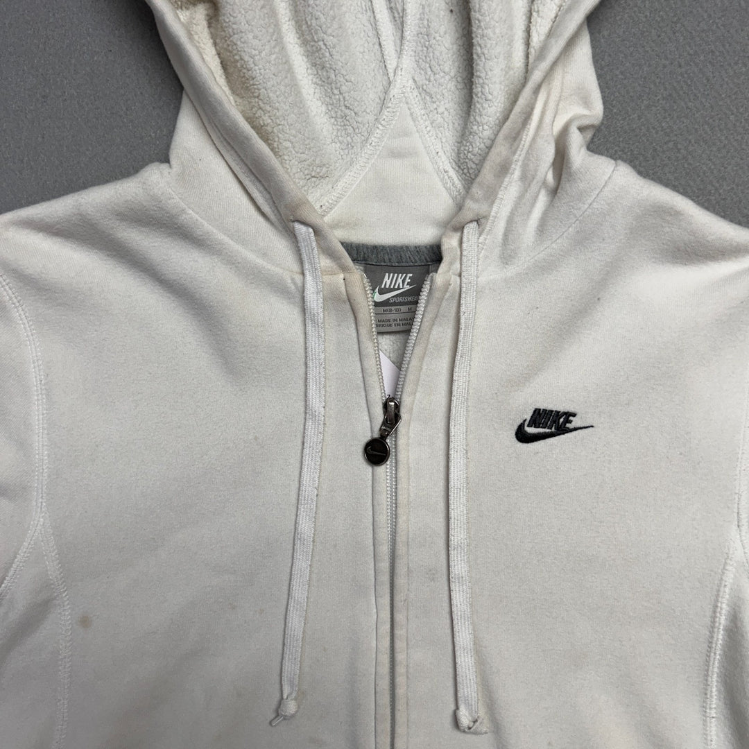 Y2K Nike Sportswear White Full Zip Hoodie Size M (8-10)