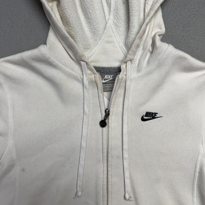 Y2K Nike Sportswear White Full Zip Hoodie Size M (8-10)