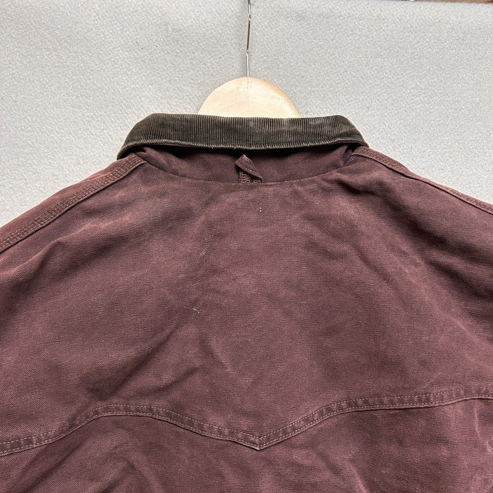 Vintage 90s Carhartt C08BRG Burgundy Barn Jacket Corduroy Collar Size 2XL