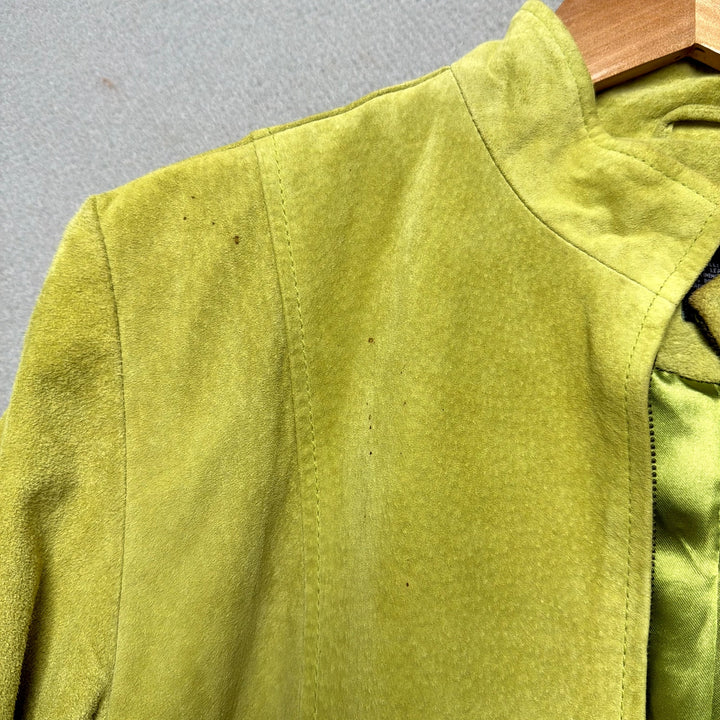 Broken Zipper Y2K Green Leather Jacket Size Large