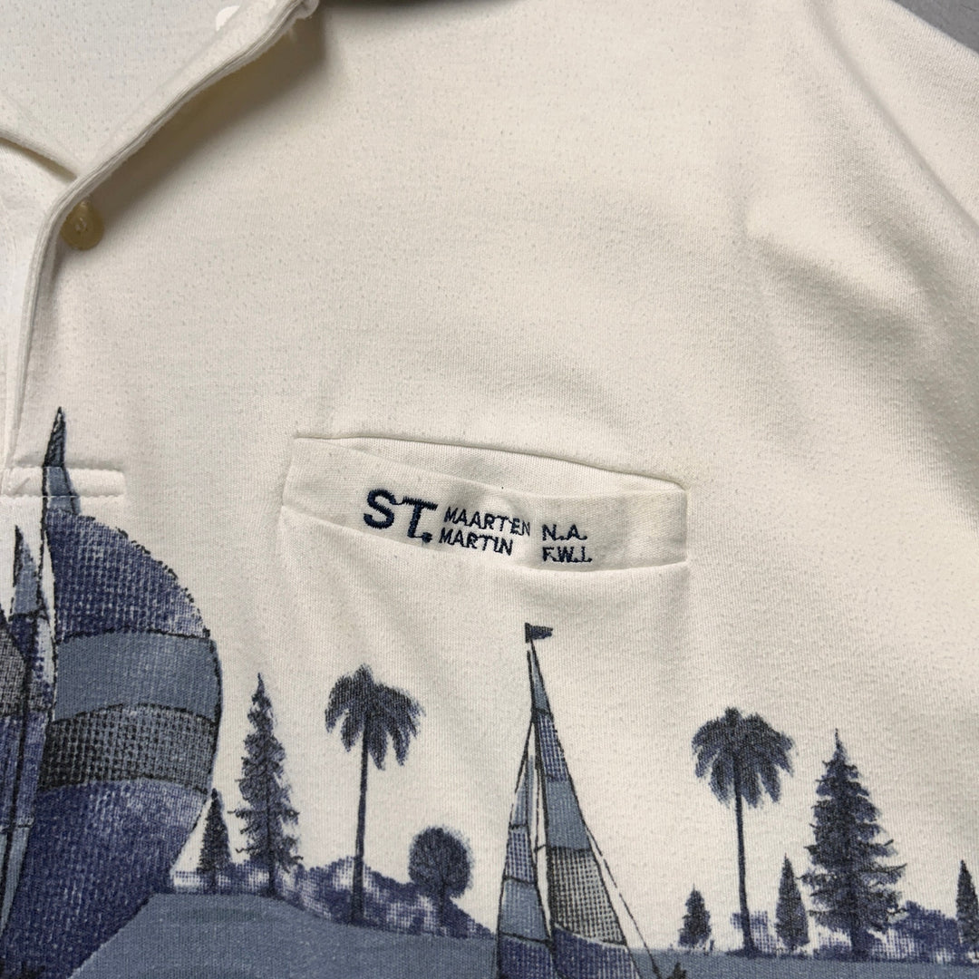 Vintage St. Maarten Sailboats Polo Shirt Size XXL
