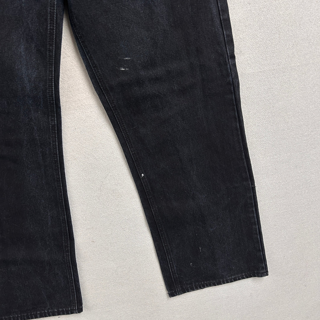 Linea Uomo Mens Black Denim Jeans Baggy Wide fit 38x32