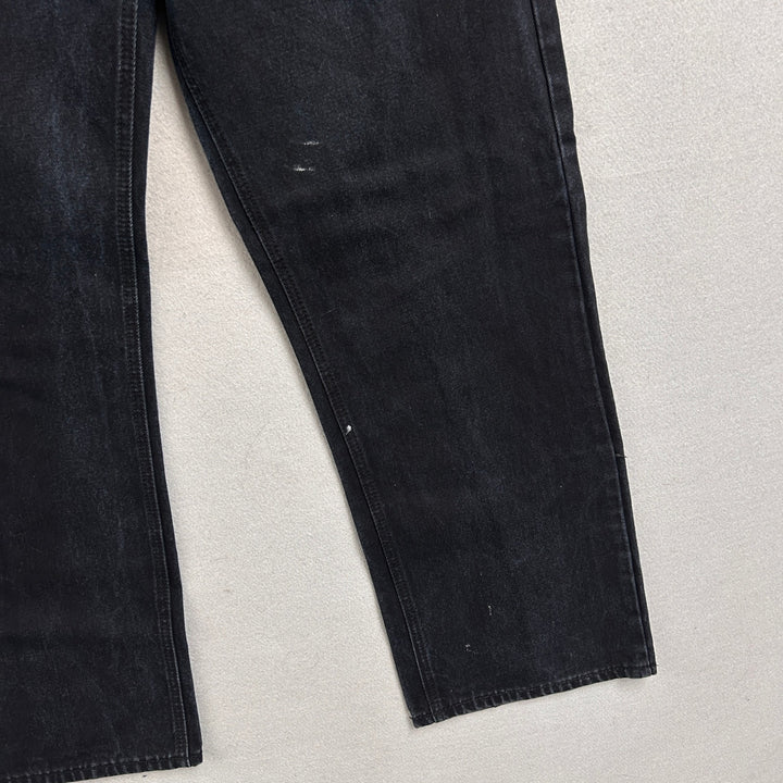 Linea Uomo Mens Black Denim Jeans Baggy Wide fit 38x32