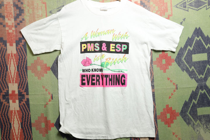 A Woman With ESP and PMS Vintage T Shirt Large 90s