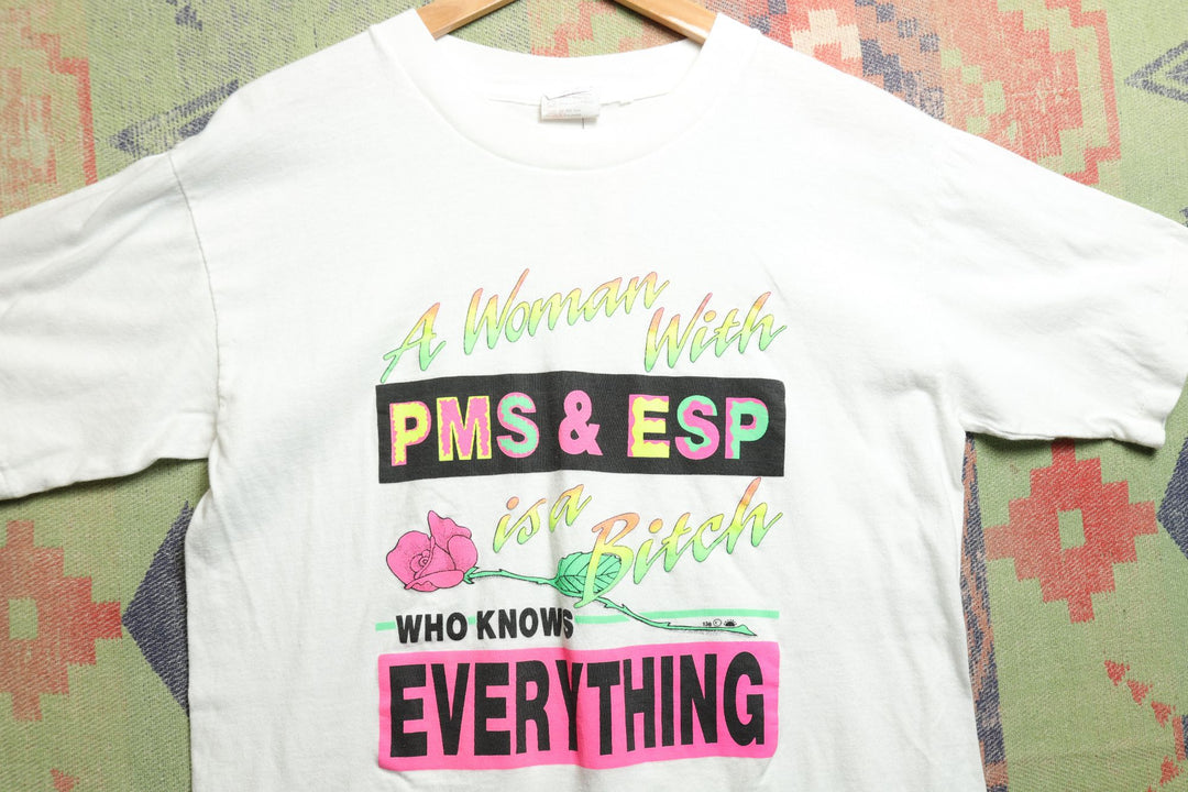 A Woman With ESP and PMS Vintage T Shirt Large 90s