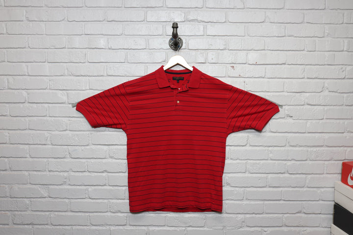 2000s tommy hilfiger golf striped red polo shirt size large