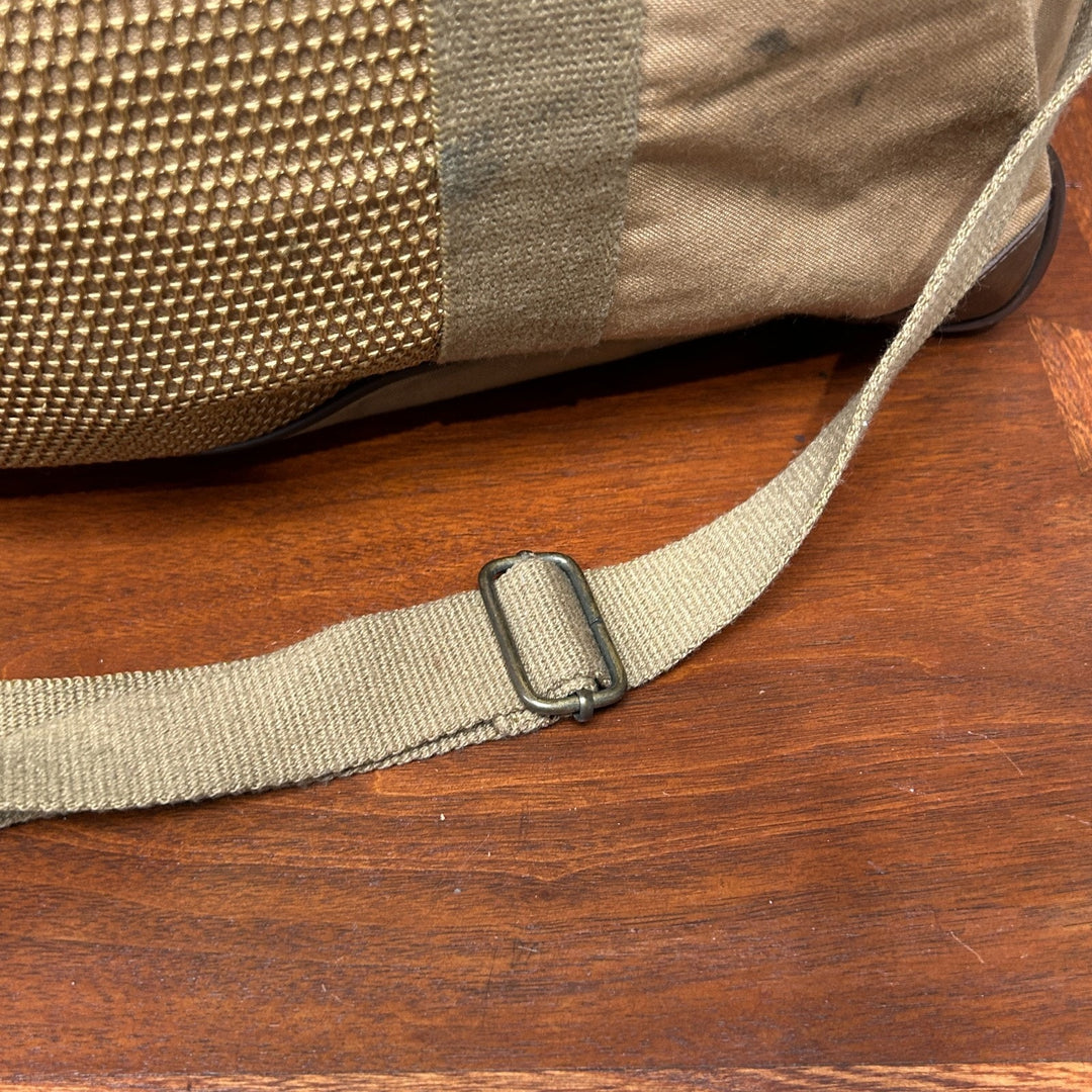 Ralph Lauren Duffle Bag Vintage Tan Canvas and Leather Travel Weekender Bag