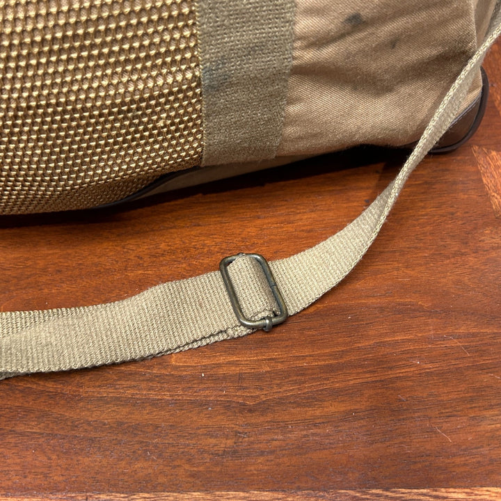 Ralph Lauren Duffle Bag Vintage Tan Canvas and Leather Travel Weekender Bag