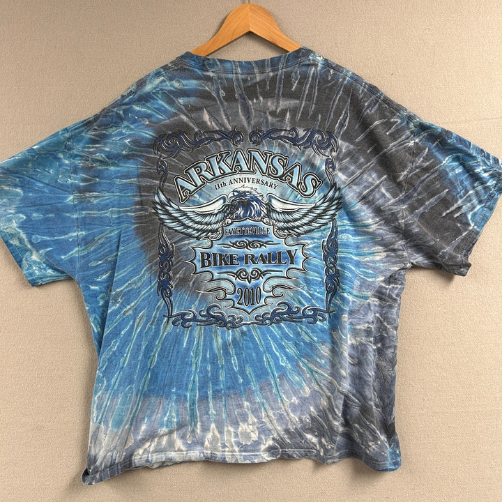 Vintage Arkansas Bike Rally Blue Tie Dye T Shirt Size XXL