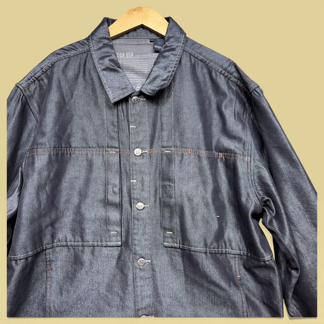Vintage Mecca Shiny Denim Y2K 2000s Denim Jacket Size XXL
