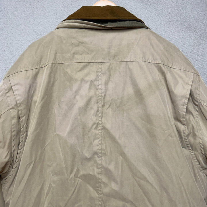 Vintage Mens St John's Bay Beige Quilted Lining Winter Coat Jacket Size Large
