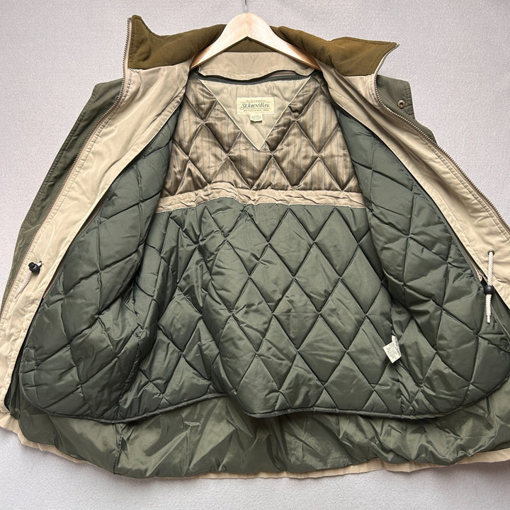 Vintage Mens St John's Bay Beige Quilted Lining Winter Coat Jacket Size Large