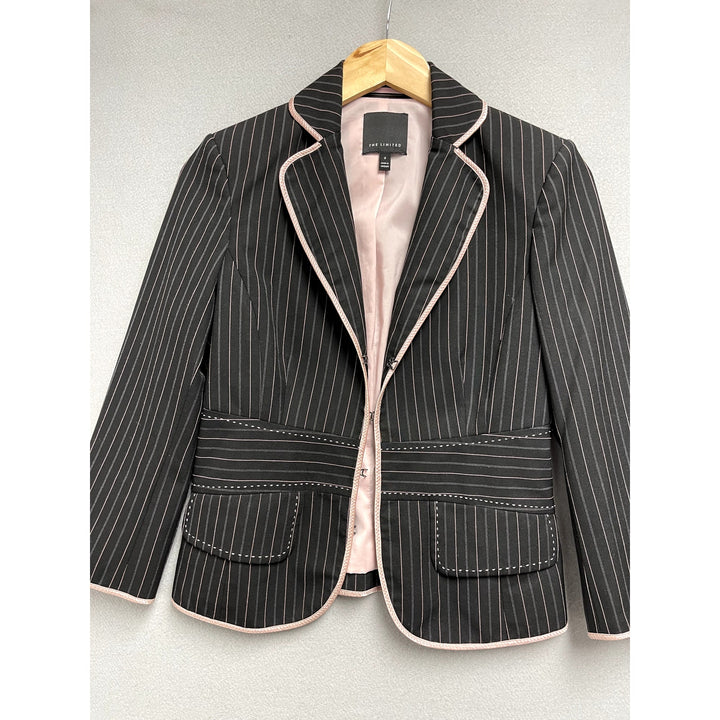 Y2K Women's The Limited Black Pink Pin Stripe Blazer Jacket sz 2