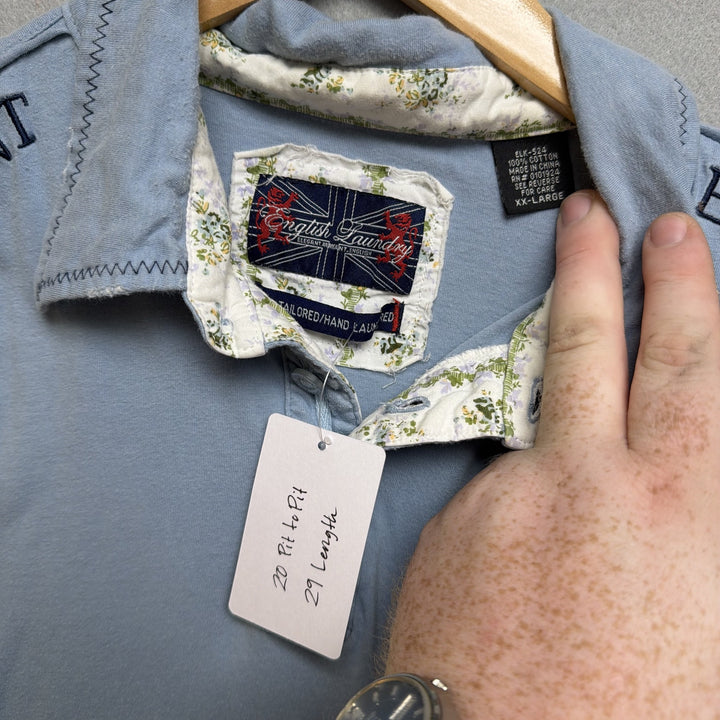 Vintage Y2K English Laundry Blue Polo Shirt Size Large