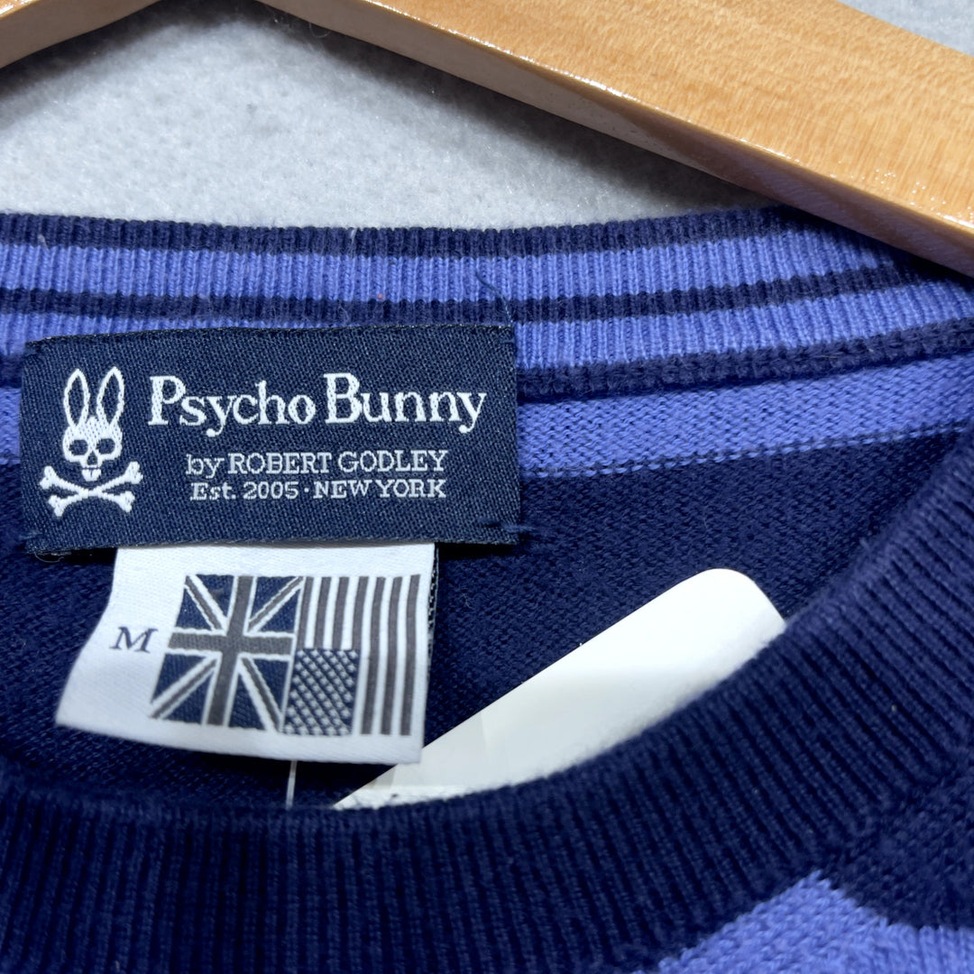 Psycho Bunny Blue Striped Sweater Size Medium