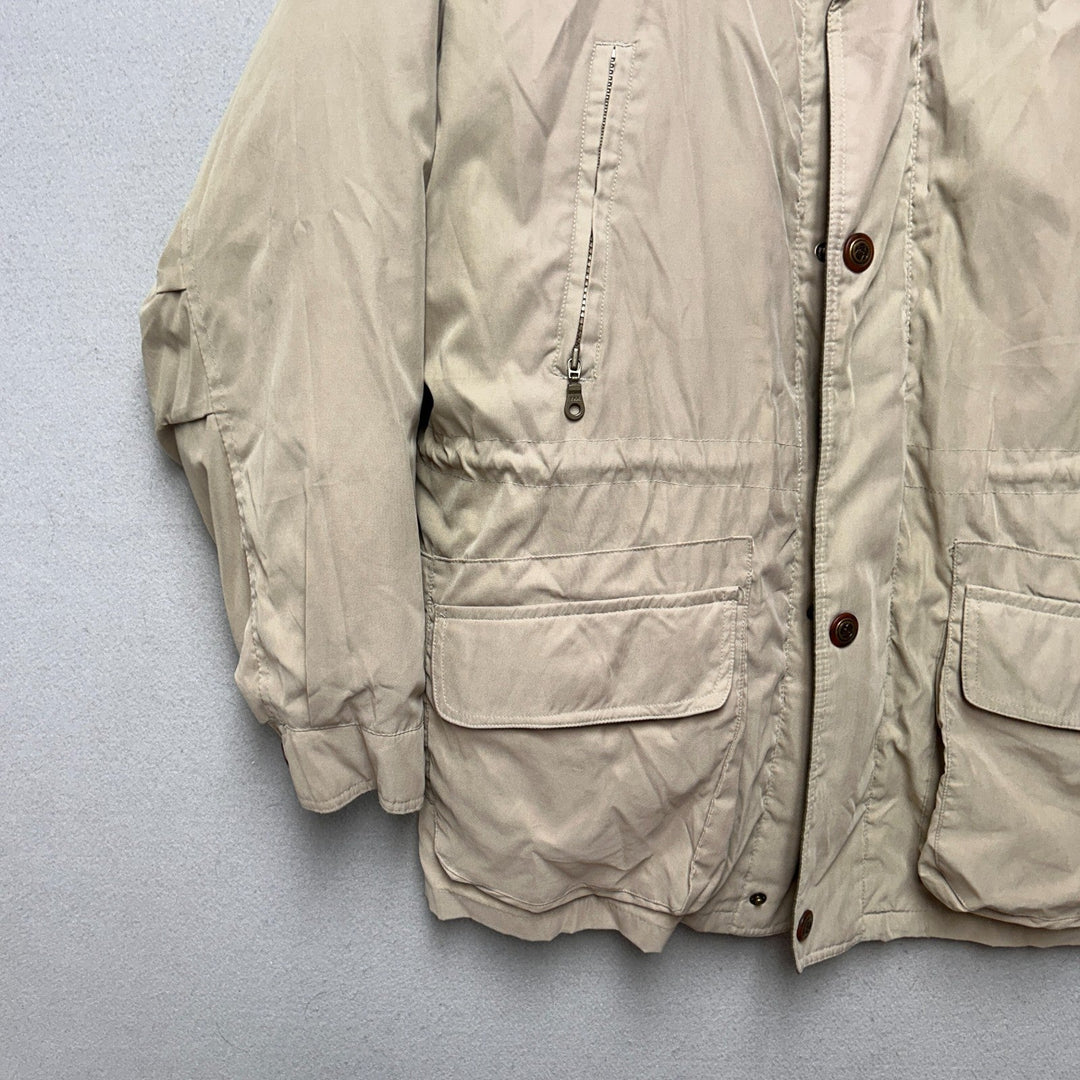 Vintage Mens St John's Bay Beige Quilted Lining Winter Coat Jacket Size Large