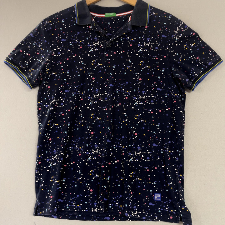 United colors Of Benetton Splatter Print Polo Shirt Size Large