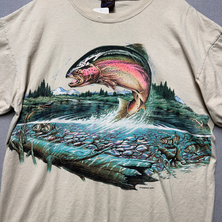 Vintage All Over Print Trout Fish T Shirt size XXL