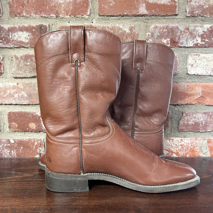 Vintage J. Chisholm Brown Western Cowboy Boots Size 8D