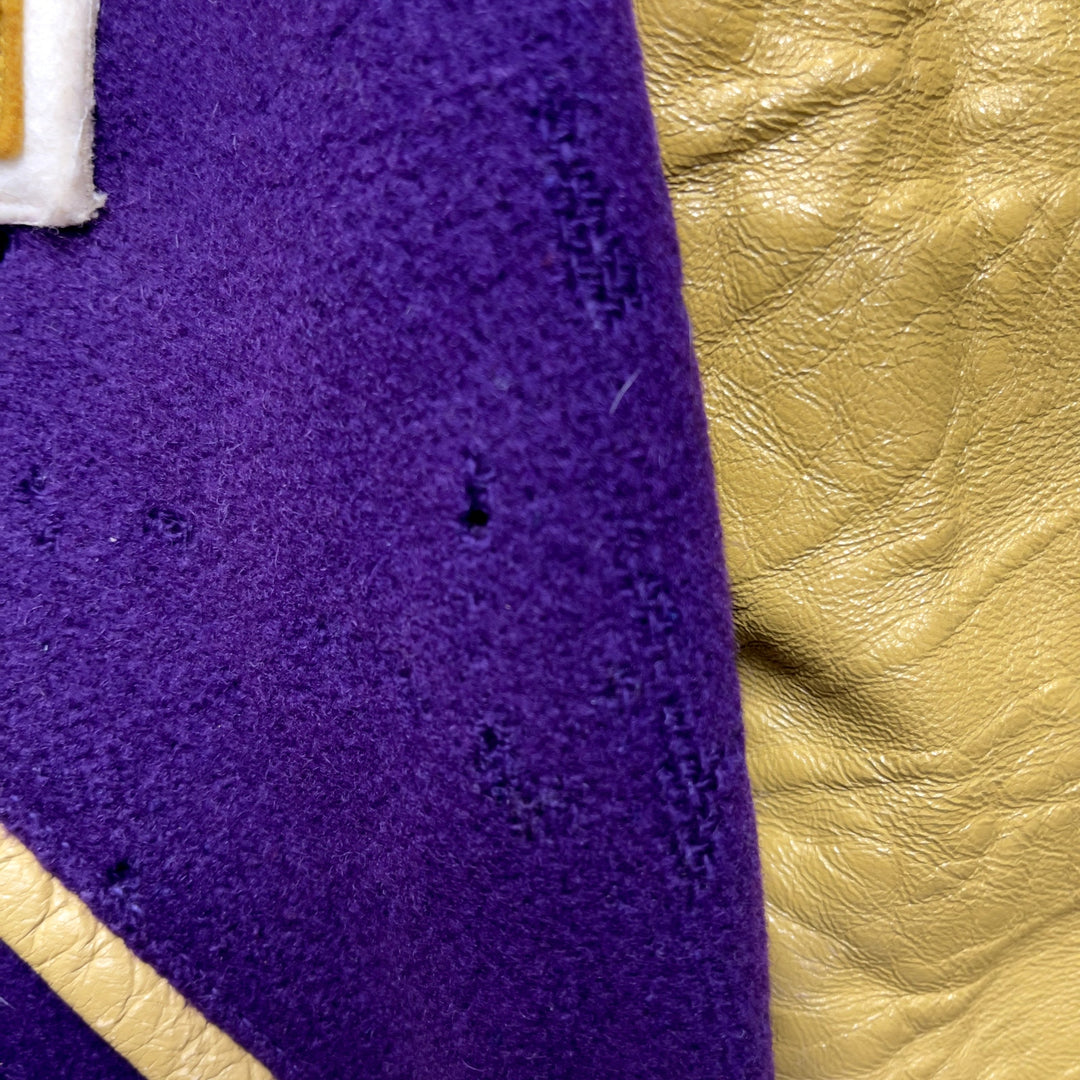 Vintage 70's Varsity High School Letterman Jacket Gold & Purple XL