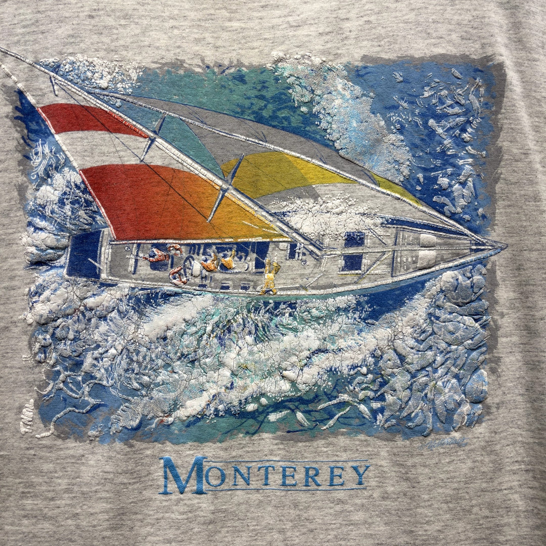 Vintage Monteray Sail Boat T Shirt Size Large