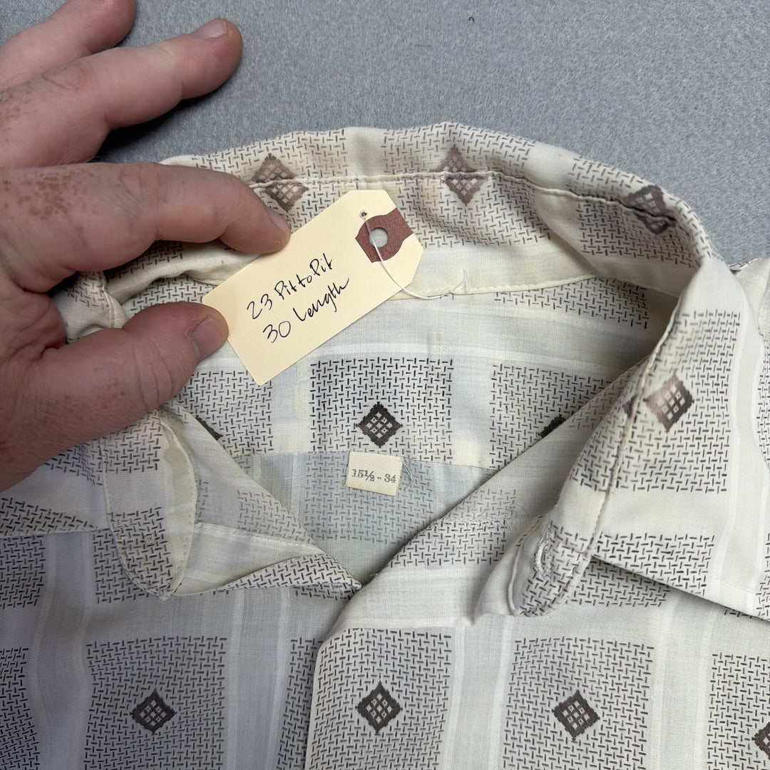 Vintage 1970s Grid Pattern Button Down Shirt Size Large