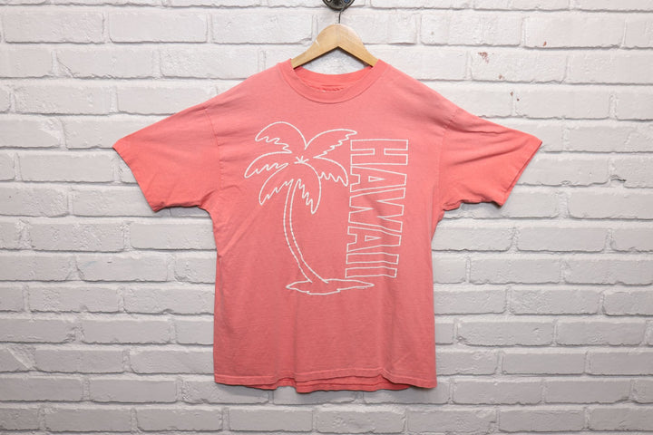 80s hawaii faded pink tee shirt size xl