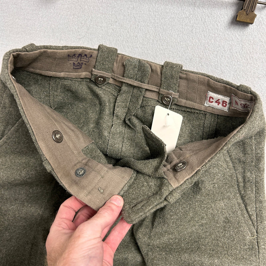 Vintage Swedish Army Wool Pants Size 30x30