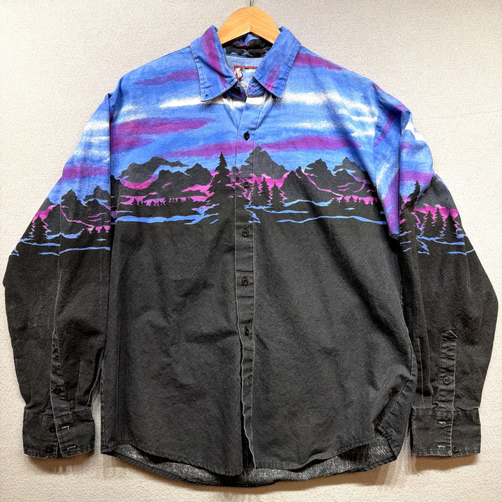 Vintage Mountain Scene Western Shirt Size Medium