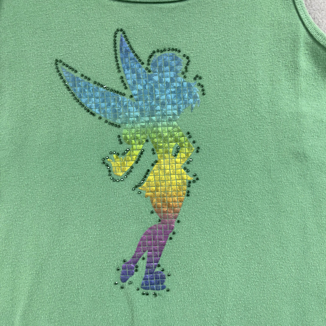 Vintage Walt Disney World Green Tinkerbell Sequin Tank Top XL