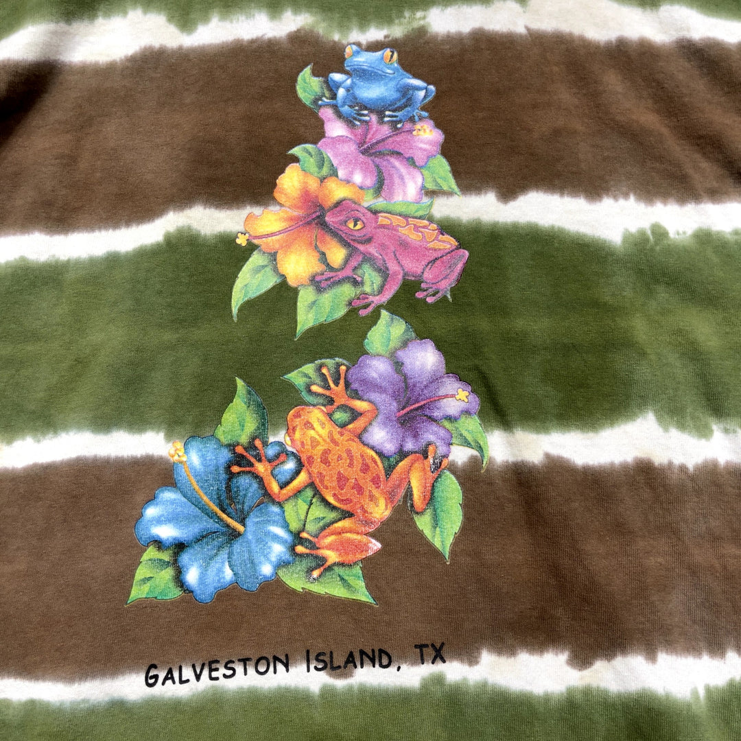 Vintage Tie Dye Frogs Galveston T Shirt Size Large