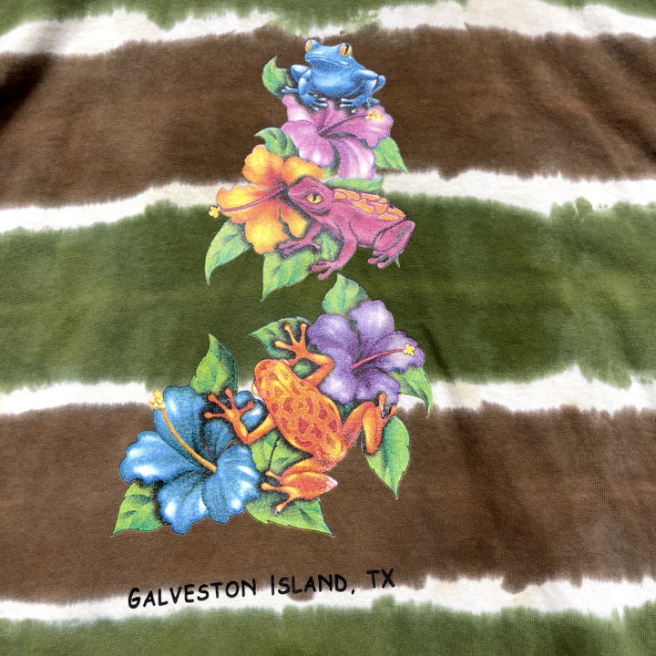 Vintage Tie Dye Frogs Galveston T Shirt Size Large