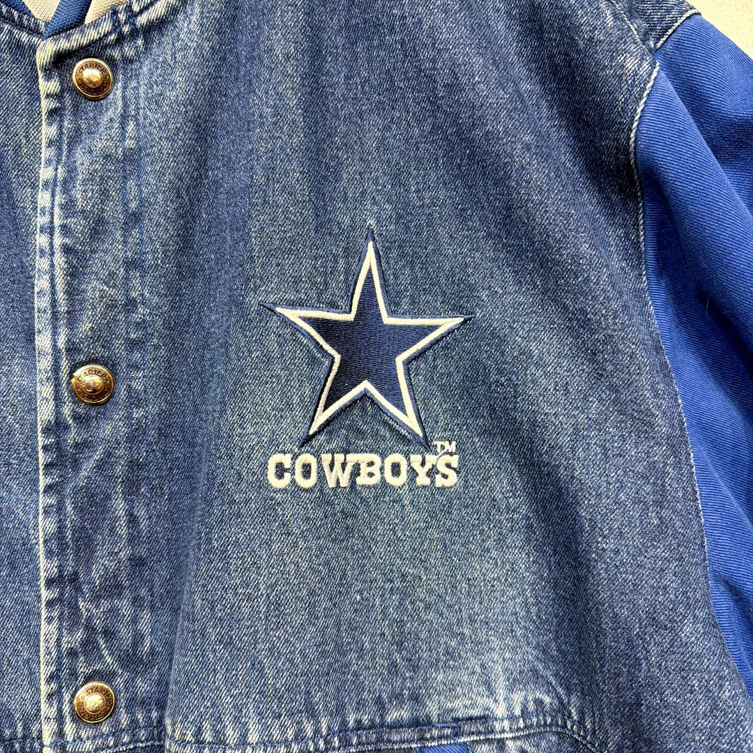 Vintage Dallas Cowboys Starter Denim Bomber Jacket Size XL