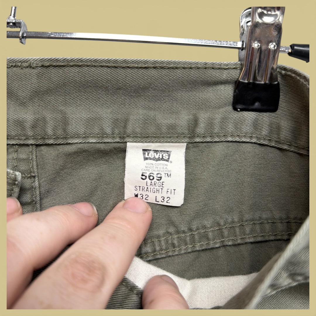 Vintage 90s Levi's Dry Goods Green Baggy Pants Size 33