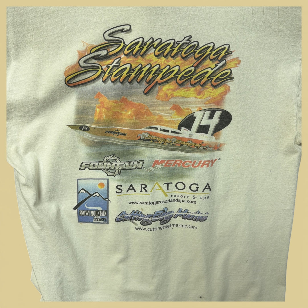 Vintage Y2K Saratoga Stampede Boat Racing T Shirt Size Large
