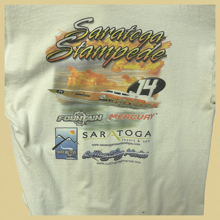 Vintage Y2K Saratoga Stampede Boat Racing T Shirt Size Large