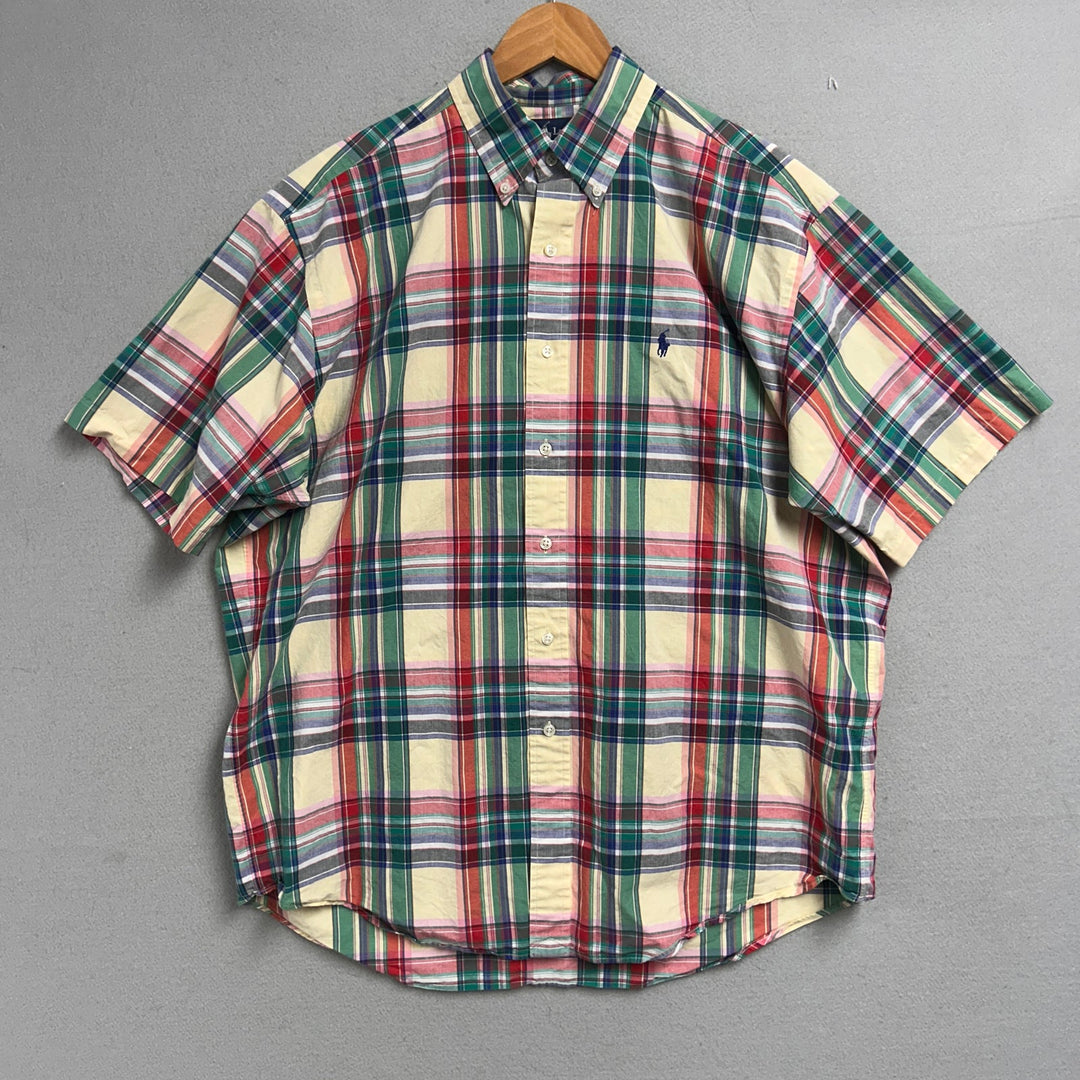 Vintage Polo Ralph Lauren Yellow and Green Plaid Shirt Size Large