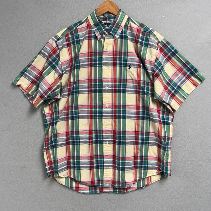 Vintage Polo Ralph Lauren Yellow and Green Plaid Shirt Size Large
