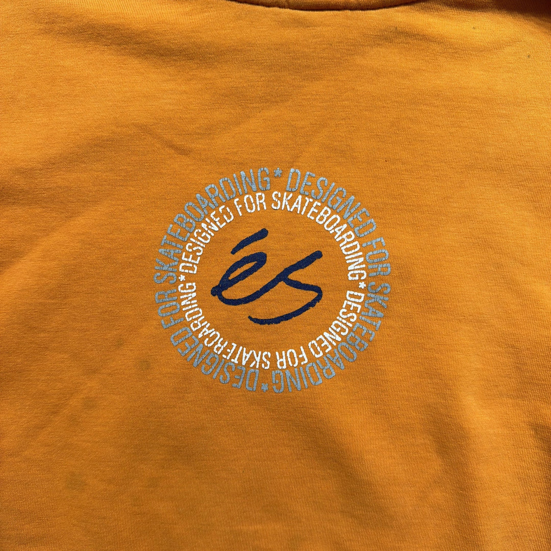 Y2K éS Skateboard Co Round Text Logo Hoodie Orange Size Large