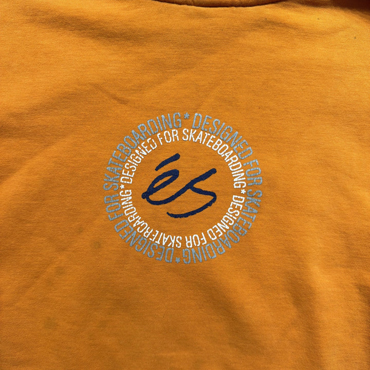 Y2K éS Skateboard Co Round Text Logo Hoodie Orange Size Large