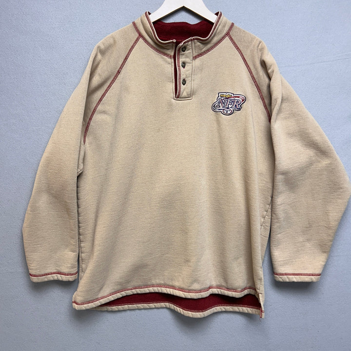 Y2k Wrangler 2002 NFR Rodeo Tan Henley Sweatshirt Size XL